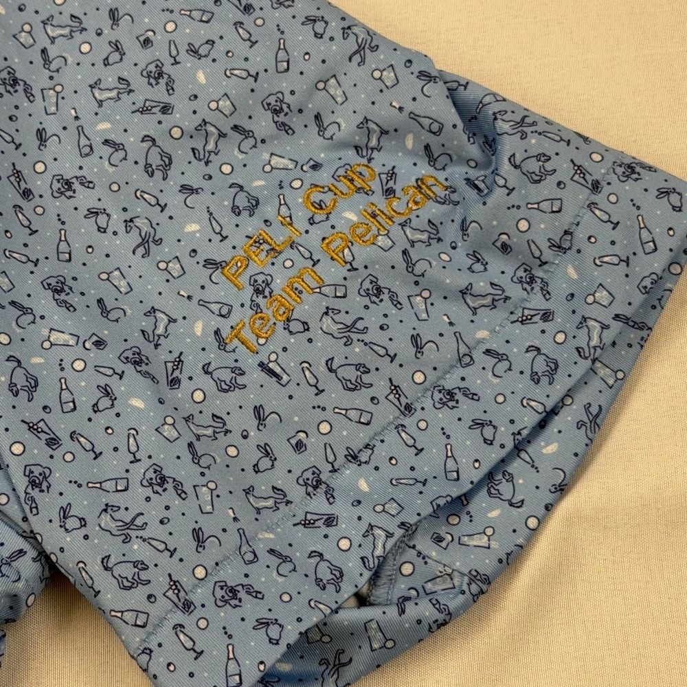 Peter Millar Polo Mens L Blue Novelty Print PELI Cup Team Pelican Summer Comfort - Picture 4 of 10